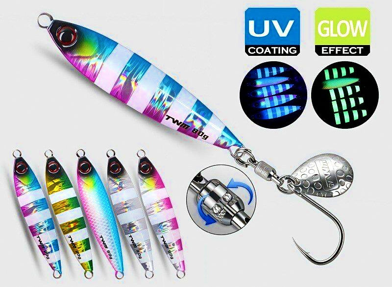 Fast-Retrieve Metal Jig, 40–80 g (1.4–2.8 oz), Glow Colors – product photo