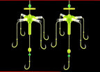 Barbless Flip-Style Bait Hooks, Sizes 10–15 (Glow Finish) – product photo