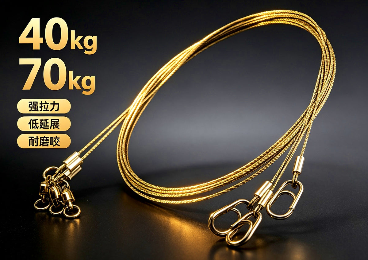 49-Strand Stainless Steel Wire Leader with Swivel, 3 Pack – product photo