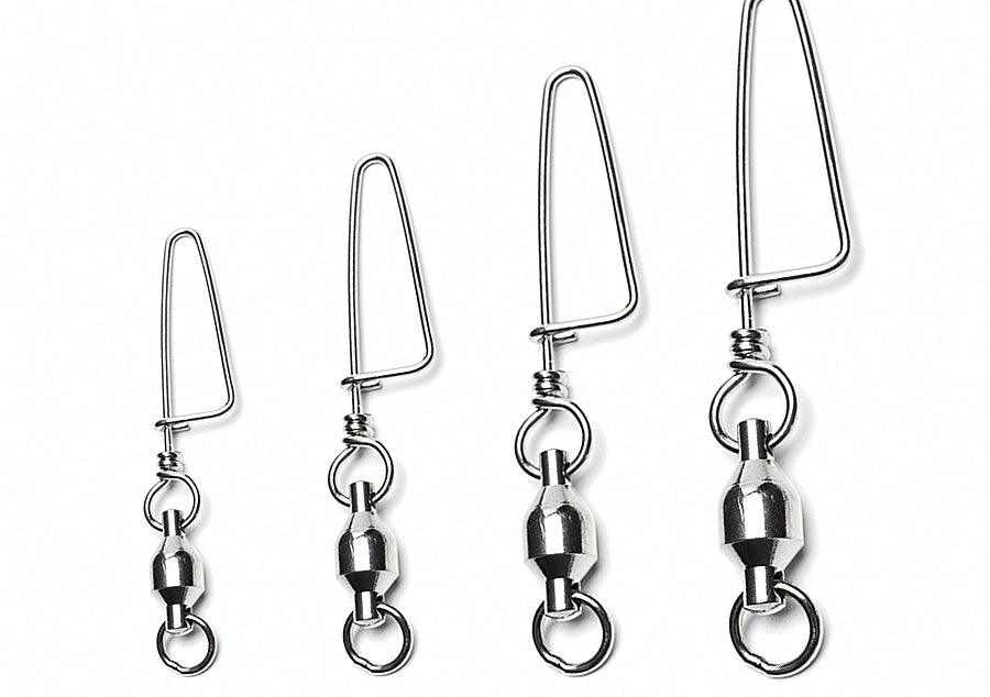 Ball Bearing Swivel with Curved Snap, Stainless Steel, Sizes 1-8 – product photo
