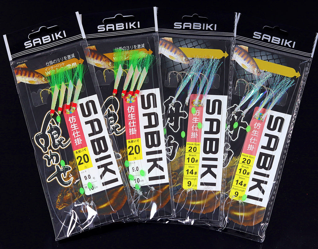 Fish Skin Bait Rig, 4 Hooks per Rig, Glow or Bright Skin – product photo