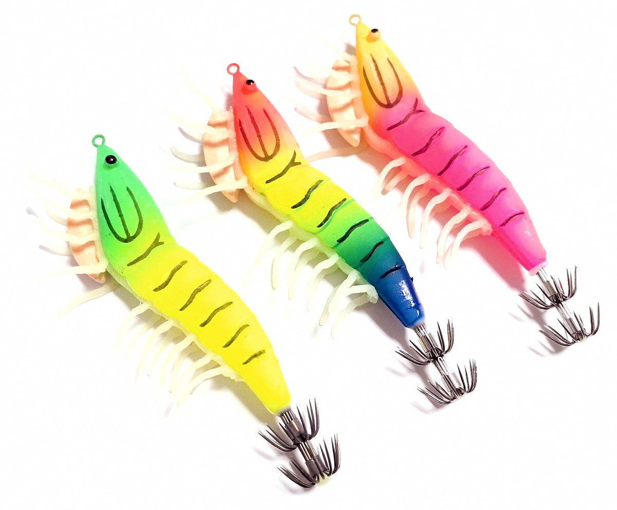 Squid Jig, 3.5 Wooden Shrimp with Glow Legs, 21 g (0.74 oz) – product photo