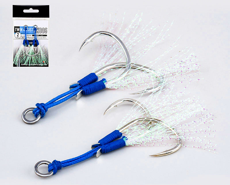 Double Assist Hooks, Blue PE Line, Sizes 1–4/0 – product photo