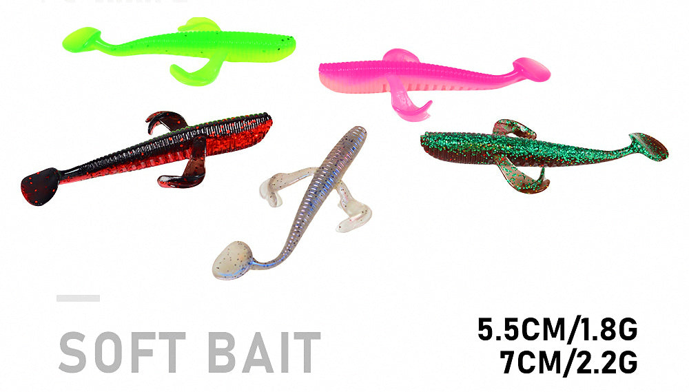 Floating T-Tail Soft Bait with Jig Head Hook, 5.5 & 7 cm – product photo