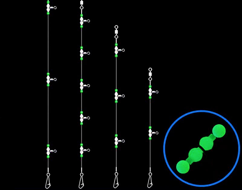 Glow Bottom Fishing Rigs, 2/3 Hook Nylon, 3 per Pack – product photo