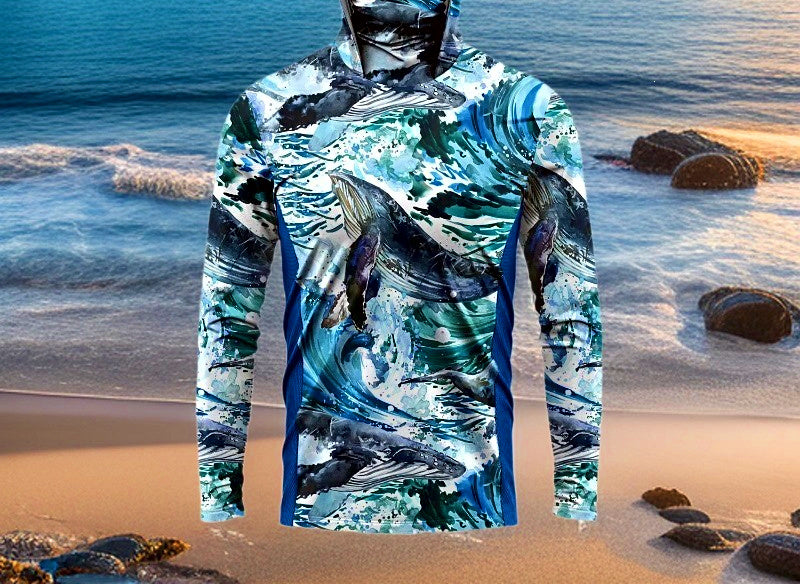 Men's Camo UV Fishing Shirt with Face Mask, Quick-Dry – product photo