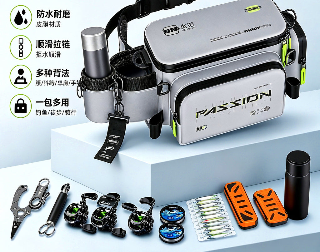Lure Fishing Tackle Bag, Nylon Shoulder Bag, Multi-Compartment – product photo