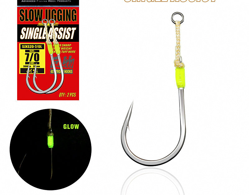Slow Pitch Single Assist Hook, Kevlar Cord, 4/0–11/0 – product photo