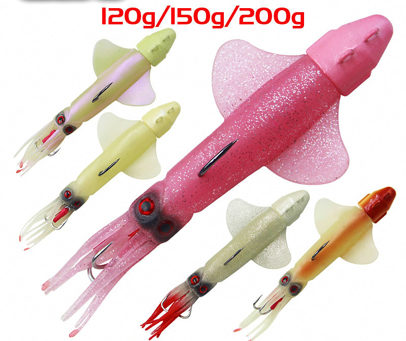Lead Head Squid Soft Bait, Glow, 120–200 g (4.2–7.1 oz) – product photo