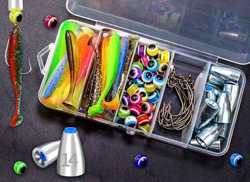 Texas Rig Kit, Bullet Weights & Crank Hooks, 10 Sets + 20 Worms – product photo