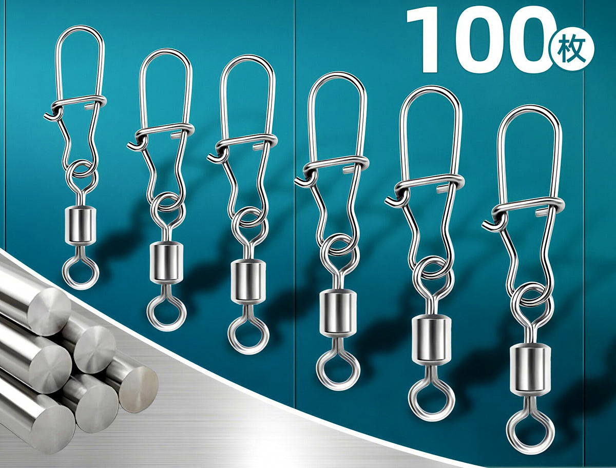 Reinforced Snap Swivels with Safety Pin Clip, Sizes 2–14 – product photo
