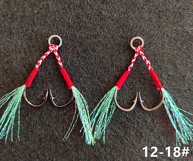 Double Hooks for Slow Pitch Jigs, Sizes 12–18, Barbed – product photo