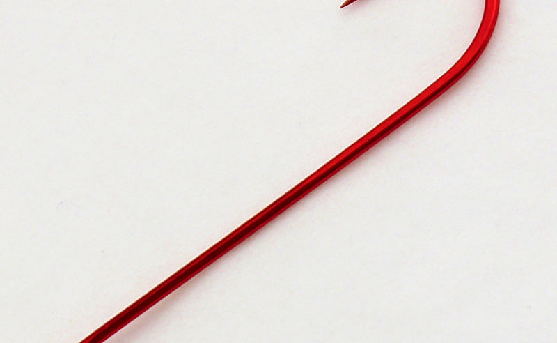 Red Long Shank Bloodworm Hooks, Barbless, Sizes 10–1 – product photo