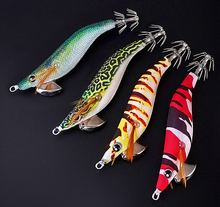 Weighted Wood Shrimp Squid Jig, 9 cm 7 g (0.25 oz), Glow – product photo