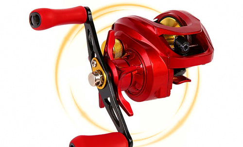 Red Gold Baitcasting Reel, 18+1 Bearings, Metal Spool – product photo