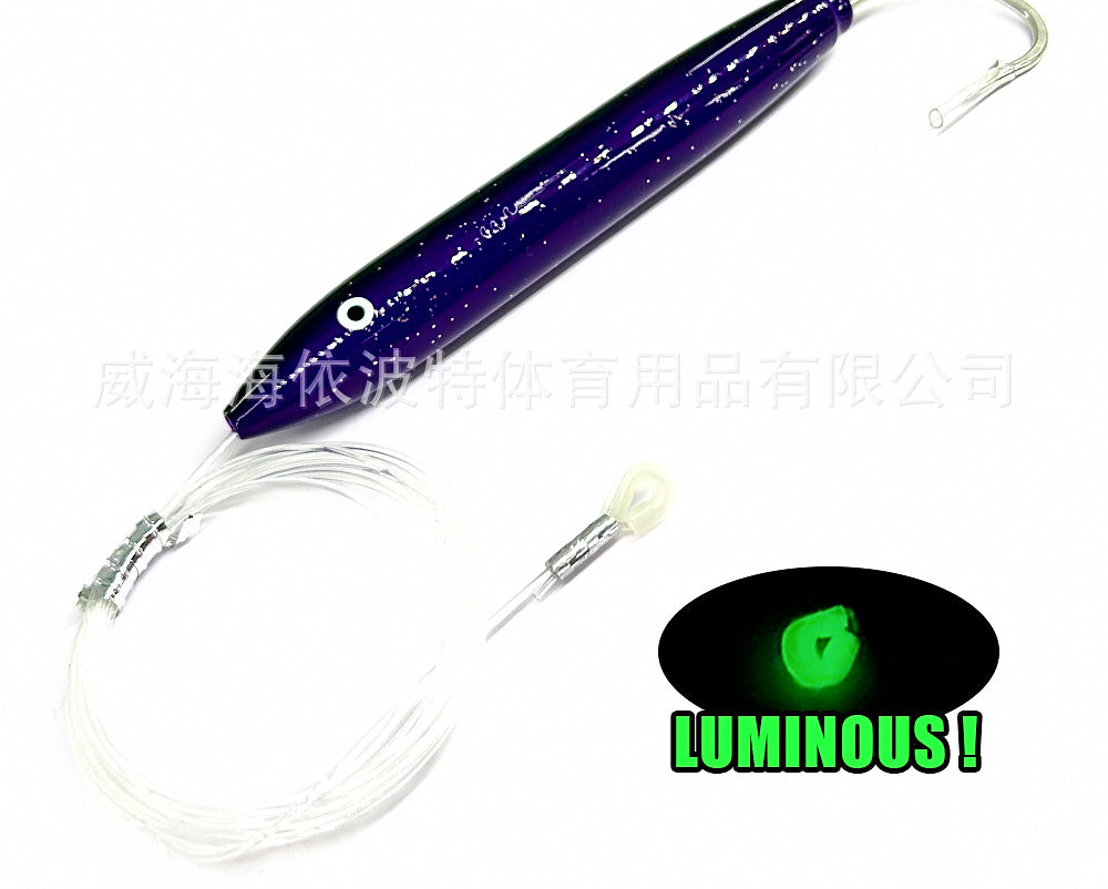 6 in Wooden Trolling Lure with Glow Pad for Tuna – product photo