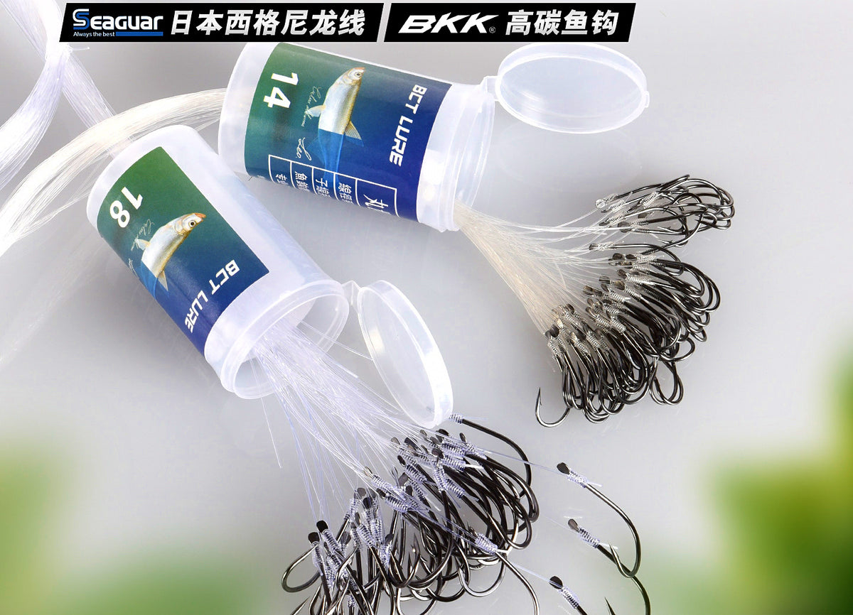 Pre-Snelled Barbed Fishing Hooks, Tub Pack, Sizes 8-26 – product photo