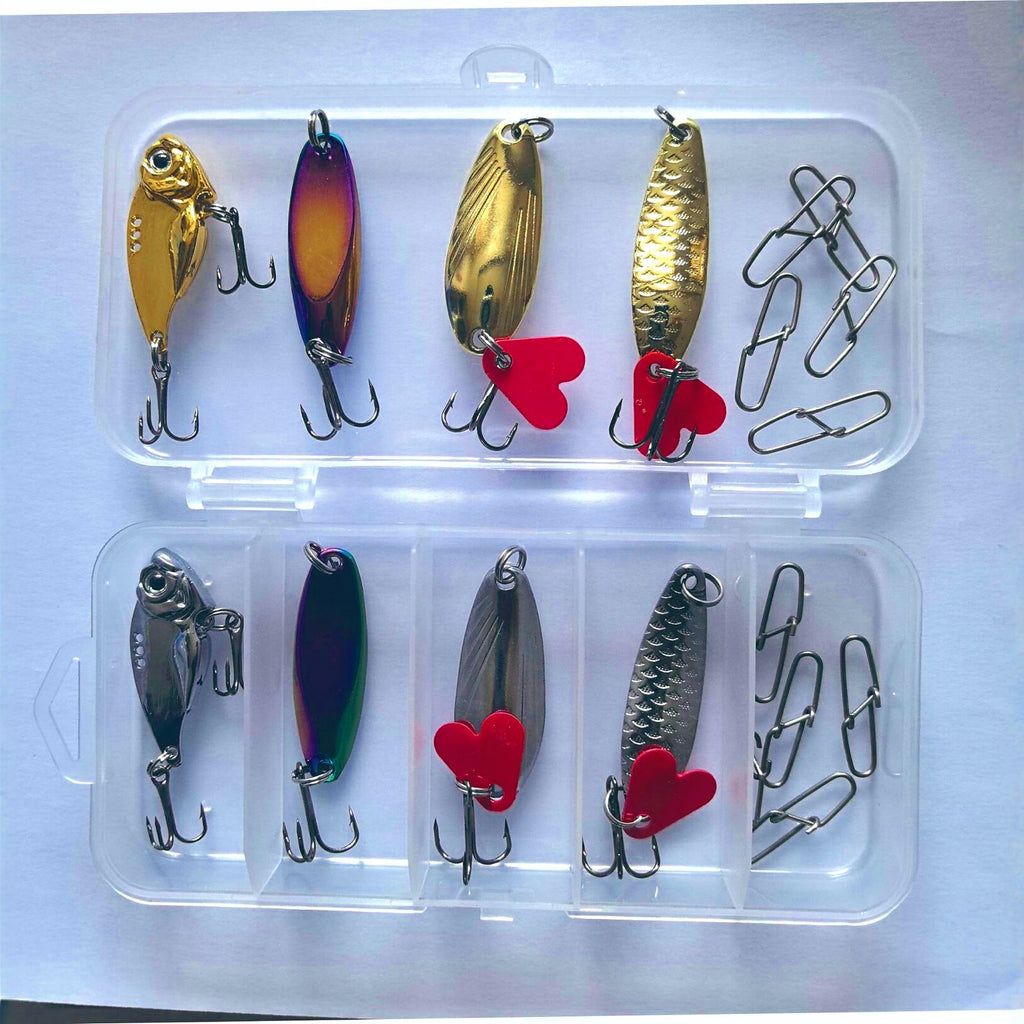 7 g (0.25 oz) Casting Spoon Set, Slanted Cut Metal Spoons