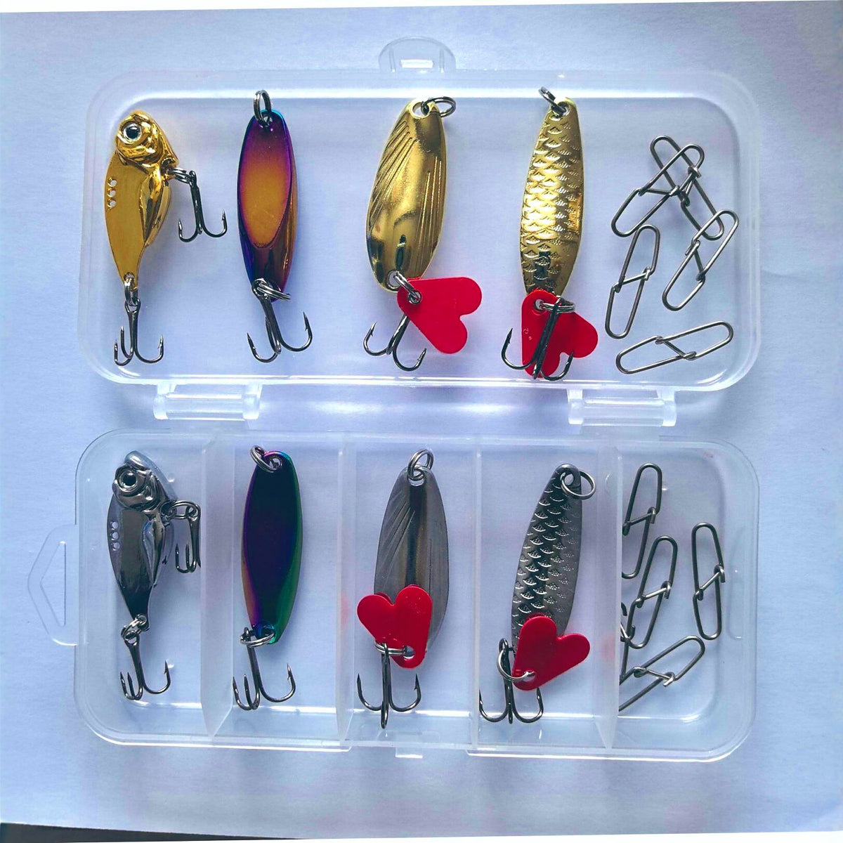 7 g (0.25 oz) Casting Spoon Set, Slanted Cut Metal Spoons