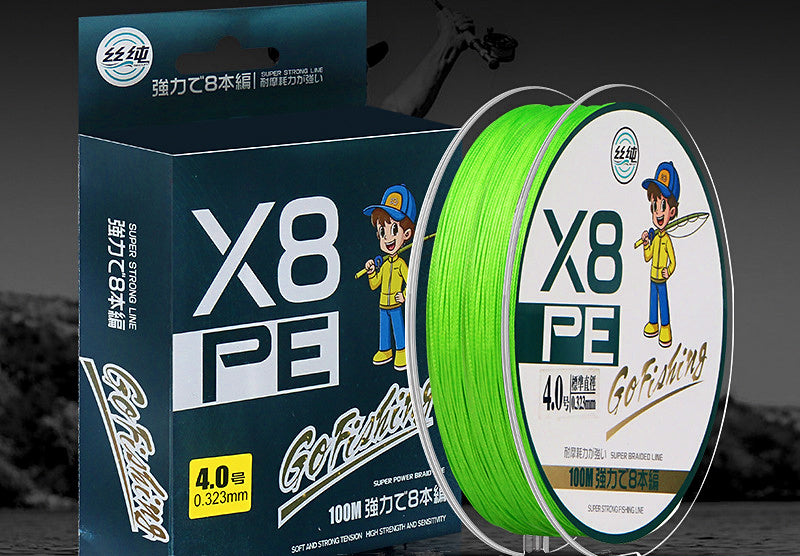 Fluorescent Green PE Braided Line, 100 m (109 yd), 4 or 8 Strand – product photo