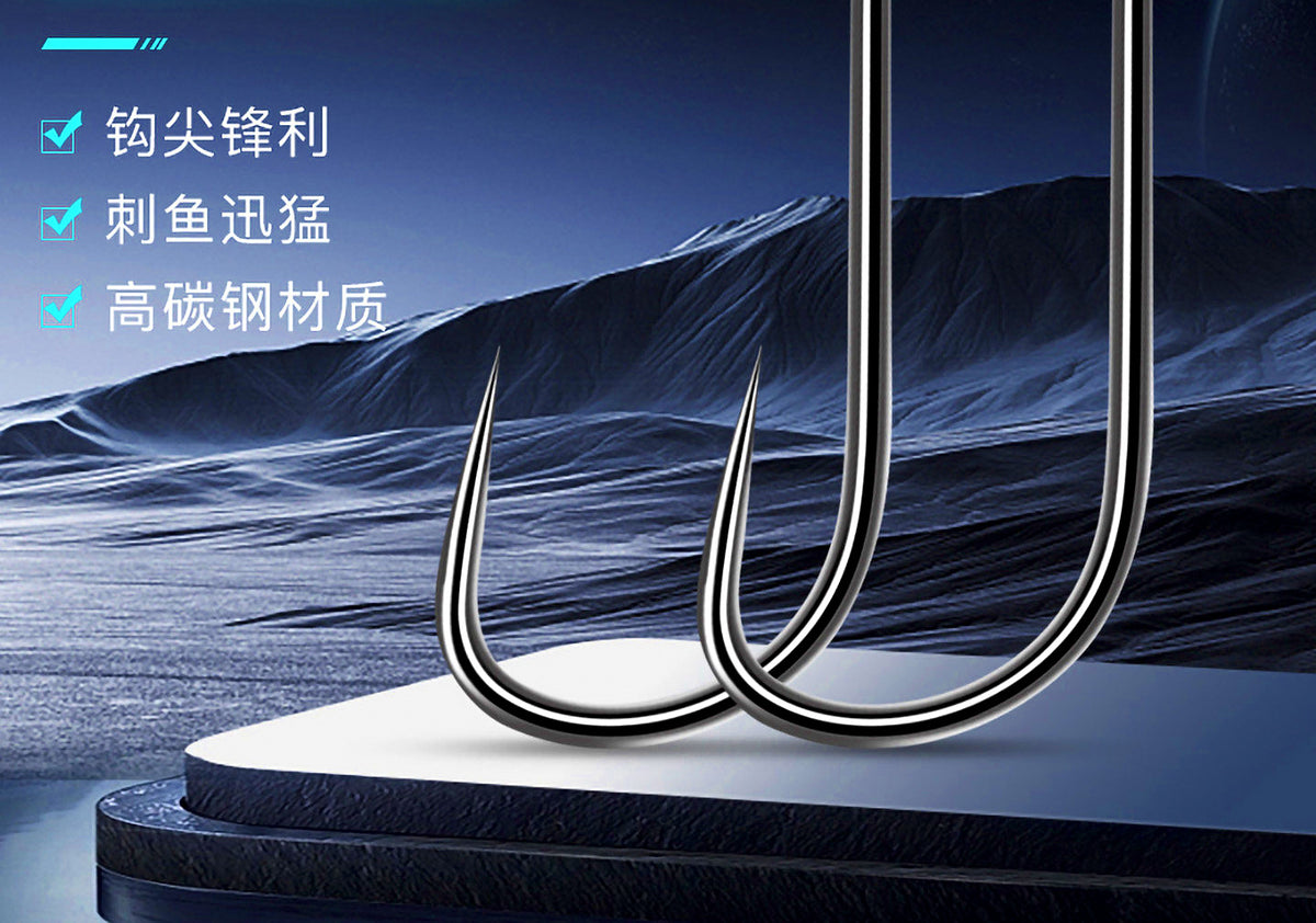 Barbless High-Carbon Fishing Hooks, 100 pcs, Sizes 3-5 – product photo
