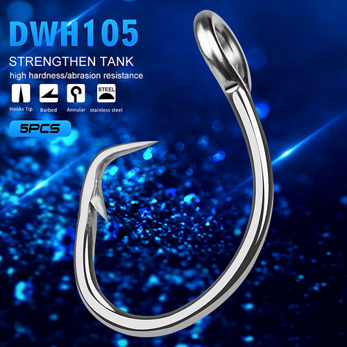 Stainless Steel Barbed Single Hooks, 5-Pack, 11/0–16/0 – product photo