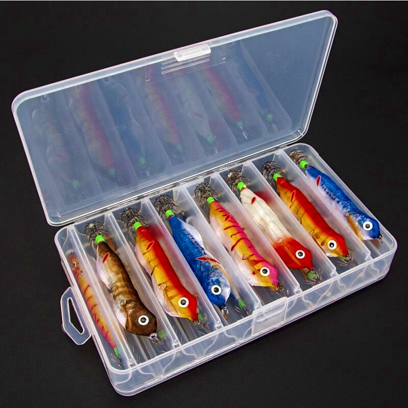 Squid Jig Wood Shrimp Set, 8 cm (3.1 in), 14 pcs – product photo