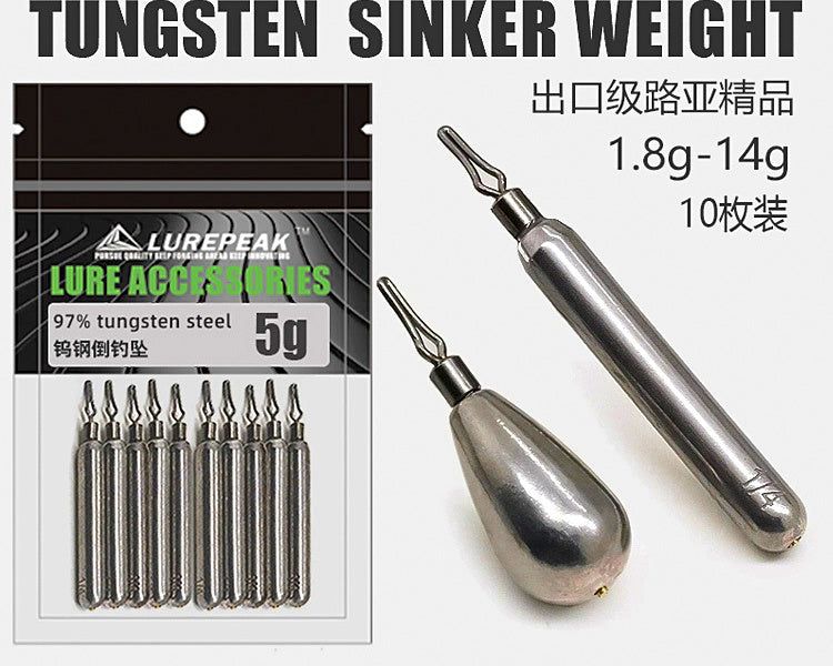Tungsten Drop Shot Weights, Teardrop & Stick, 5-Pack – product photo