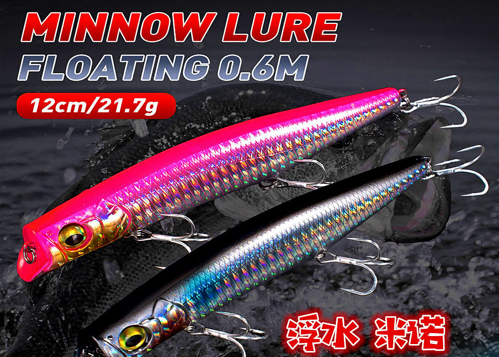 Floating Lipless Minnow Lure, 12 cm (4.7 in), 21.7 g (0.77 oz) – product photo
