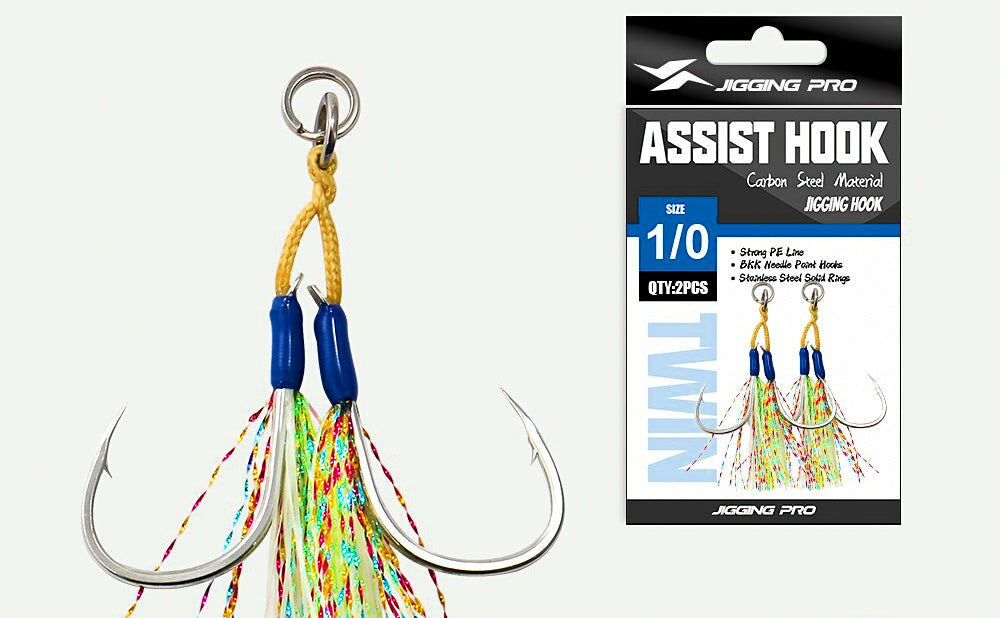 Slow Pitch Jig Double Assist Hooks, Size 1/0–4/0, 2-Pack – product photo