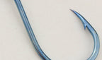 Blue Offset Barbed Eyed Hooks, Bulk Pack, Sizes 1–16 – product photo