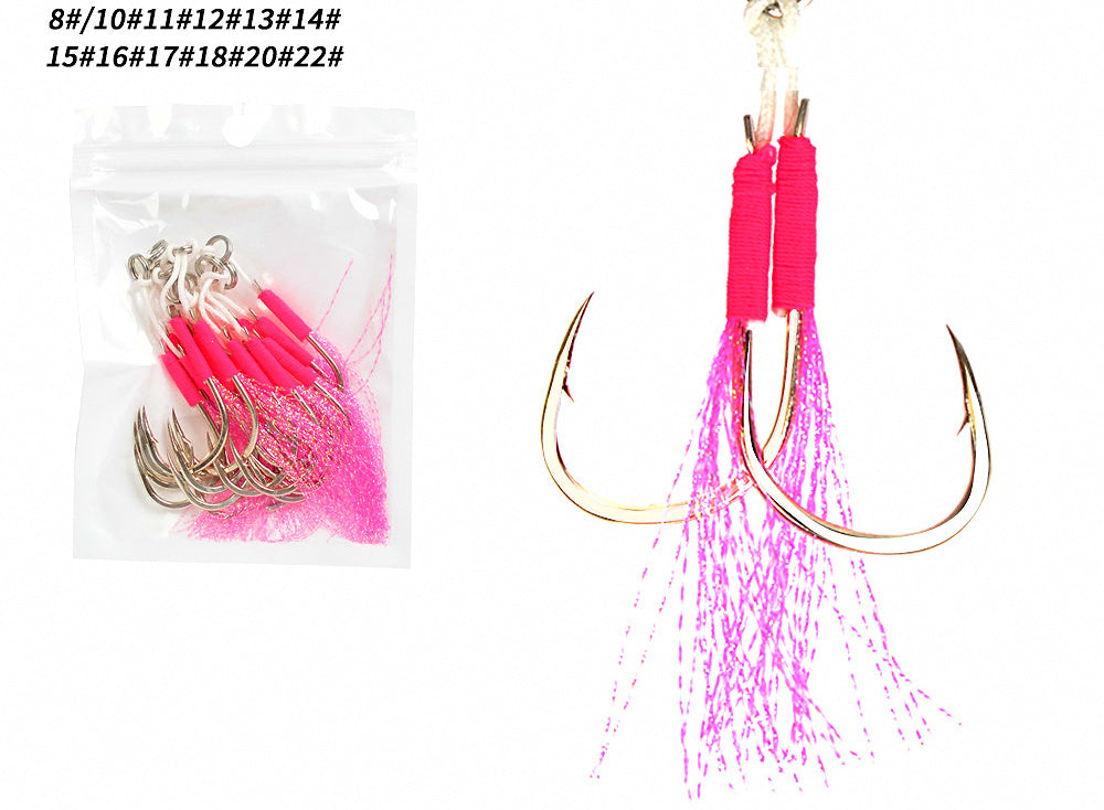 Slow Pitch Jig Assist Hooks, UV Glow Thread, 10-Pack – product photo