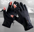 Waterproof Fleece-Lined Fishing Gloves, 2 Fingers Exposed – product photo
