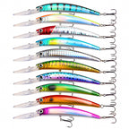 Long Lip Diving Minnow Hard Bait with Rattle, ABS
