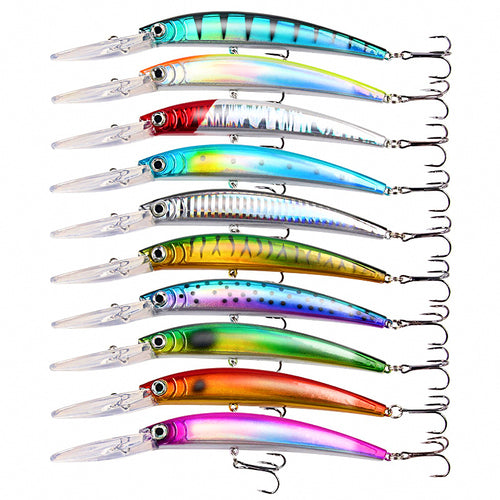 Long Lip Diving Minnow Hard Bait with Rattle, ABS
