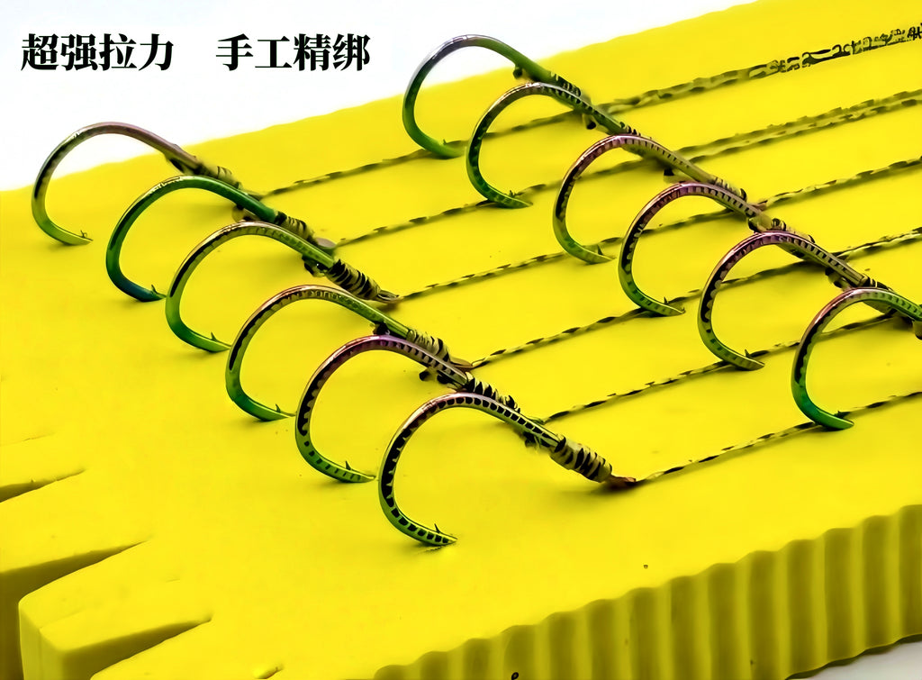 Pre-Tied Double Hook Rigs with Braided Snell, 6 or 12 Pack – product photo