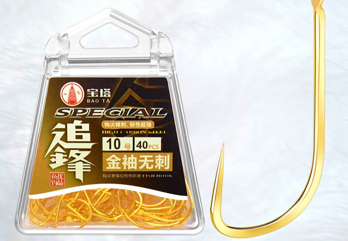Barbless Gold Sleeve Hooks, Bulk Pack, Sizes 1–10 – product photo