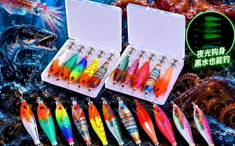Wooden Shrimp Squid Jig, 8 cm (3.1 in), 5.8 g (0.2 oz) – product photo