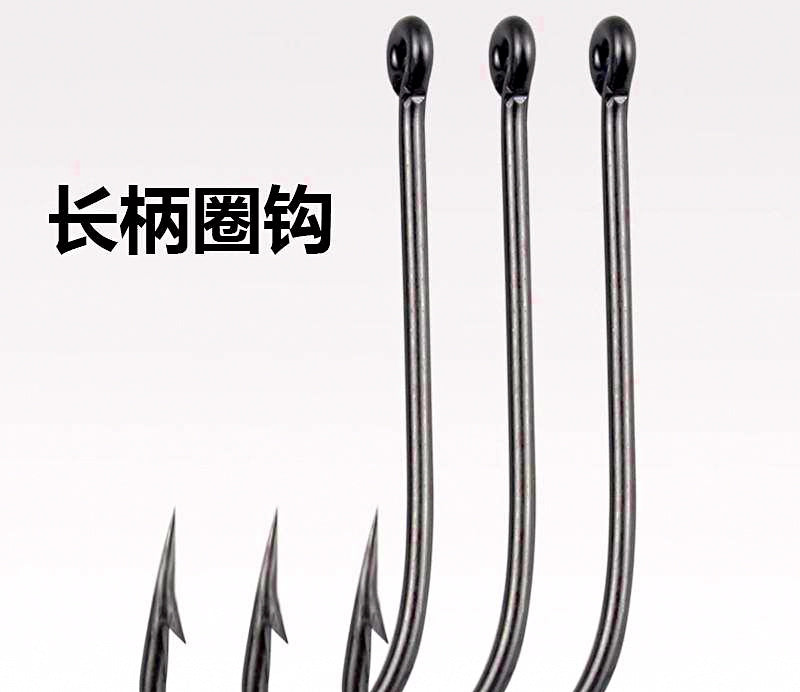 Long Shank Barbed Offset Hooks, Black, Bulk Pack – product photo