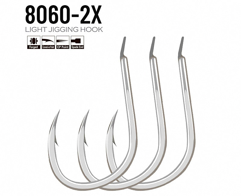Barbed Single Jig Hooks, 2X Strong, Blood Groove, Sizes 18–22 – product photo