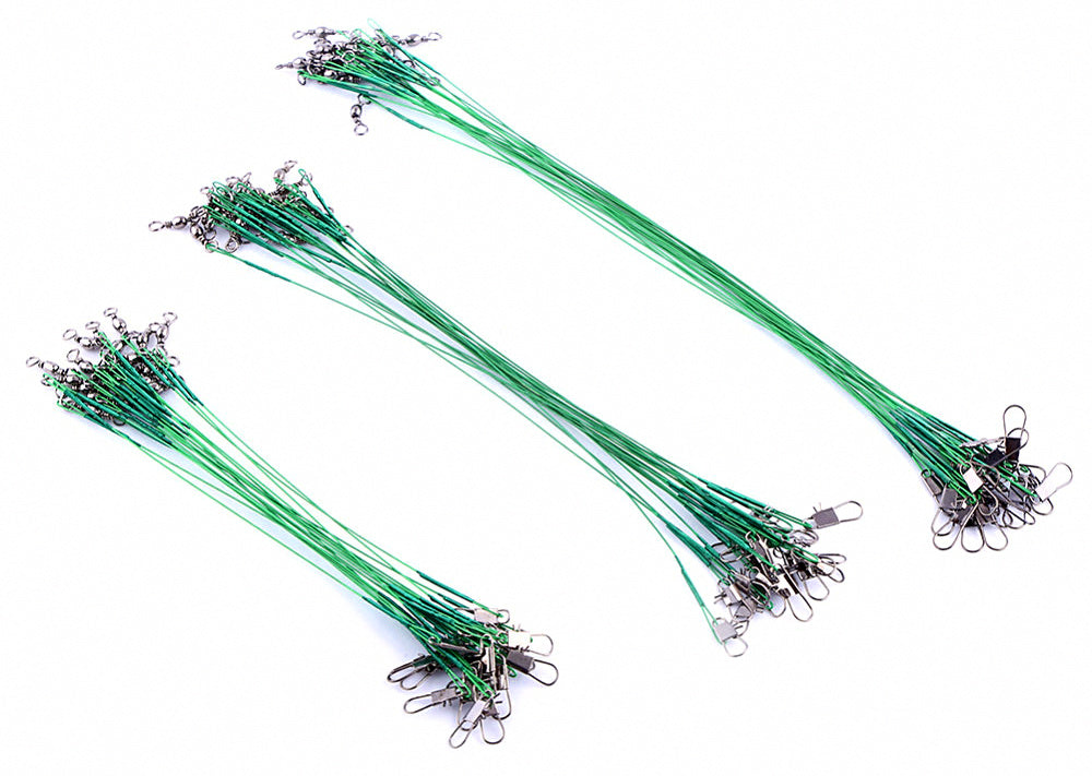 Wire Leader with Swivel & Snap, Green, 10–30 cm (4–12 in) – product photo