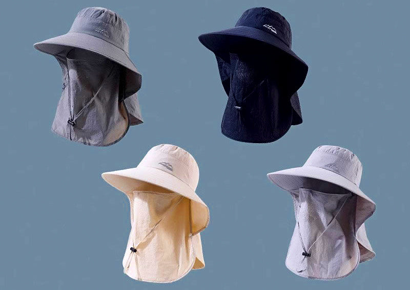 Wide Brim Fishing Sun Hat with Face Cover, Adjustable – product photo