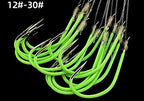 Pre-Tied Glow Offset Hooks with Barb, No. 12–28 (Saltwater) – product photo