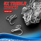 5X Strong Treble Hook, Carbon Steel, Gun Color, Sizes 8–2/0 – product photo