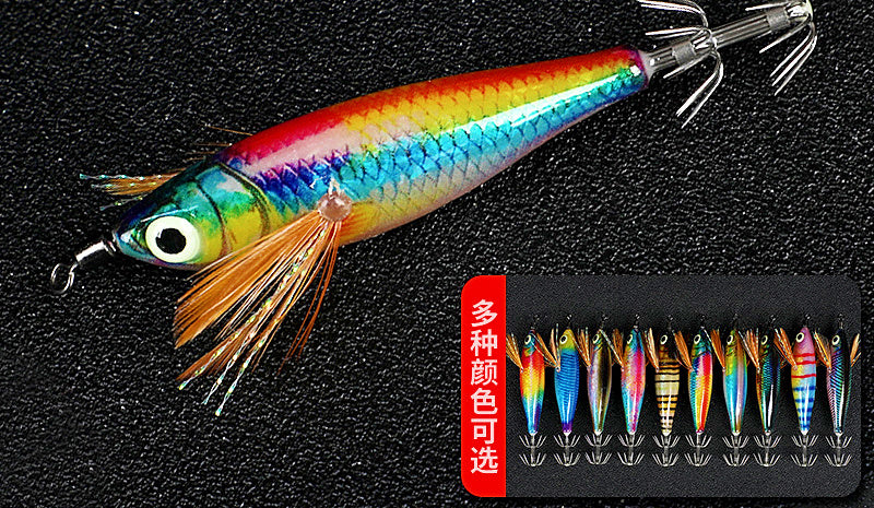 Glow Wooden Shrimp Squid Jig, Horizontal Style (Oita Type) – product photo