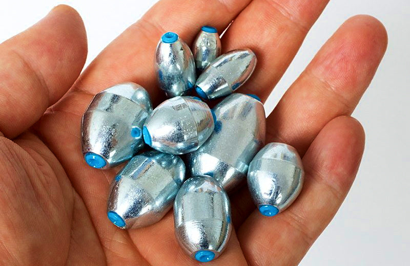 Alloy Olive Sinkers, Through-Bore, 0.11–1.41 oz (3–40 g) – product photo