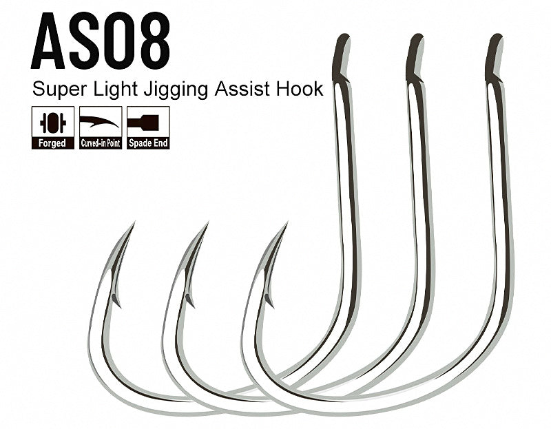 2X Strong Single Hooks, Barbed, High Carbon Steel, 10-Pack – product photo