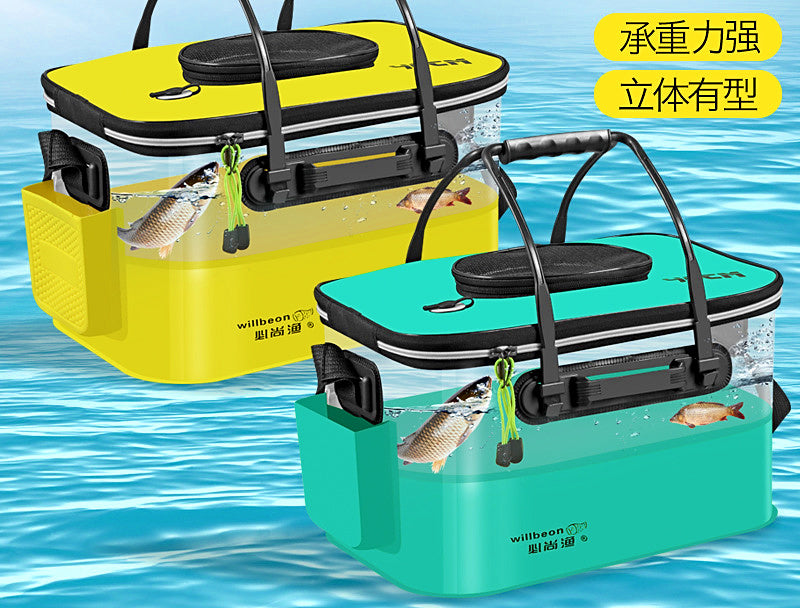 Collapsible EVA Fishing Bucket, 10-20 L, Clear Panel – product photo