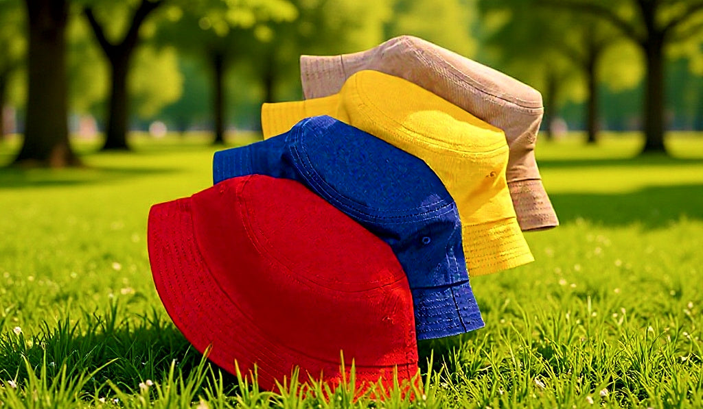 Cotton Bucket Hat, Short Brim Flat Top Sun Hat – product photo