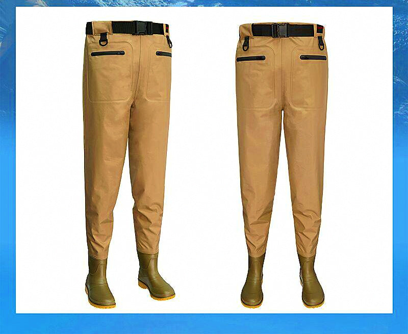 Waist-High Waterproof Fishing Wader Pants, Nylon Oxford – product photo